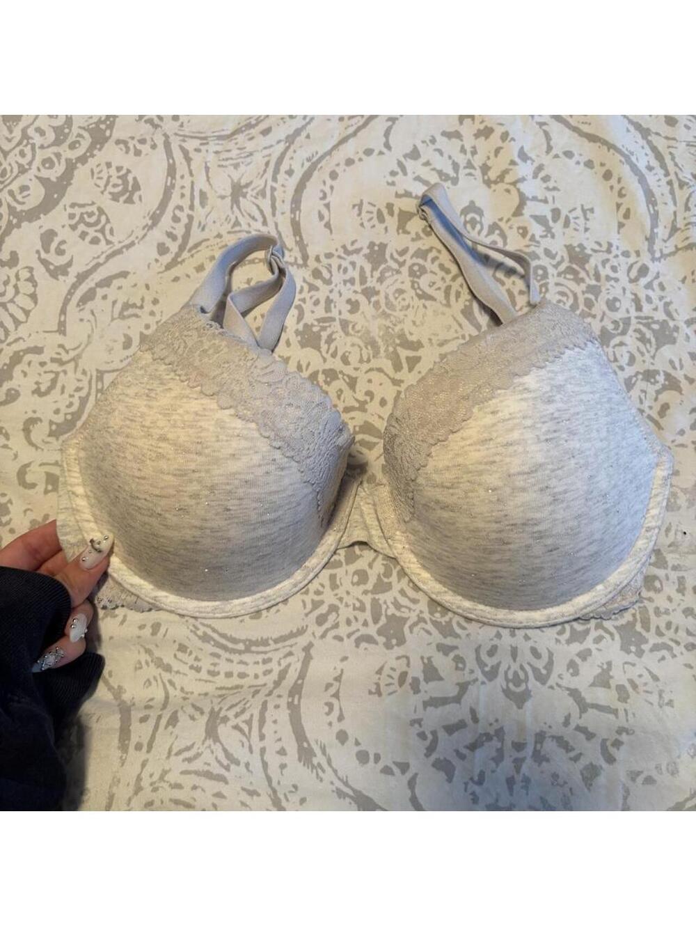 Victoria S Secret Women's Grey and Tan Bra